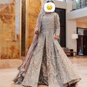 Elegant Embroidered Gown with Veil